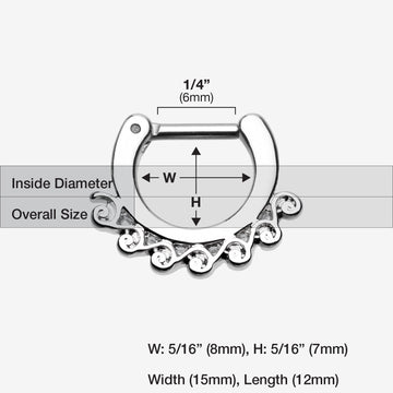 Detail View 1 of Tidal Wave Filigree Septum Clicker-Steel